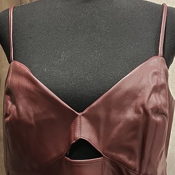 Tank Top Faux Leather Adjustable Spaghetti Straps. Burgundy! - Picture 5 of 8